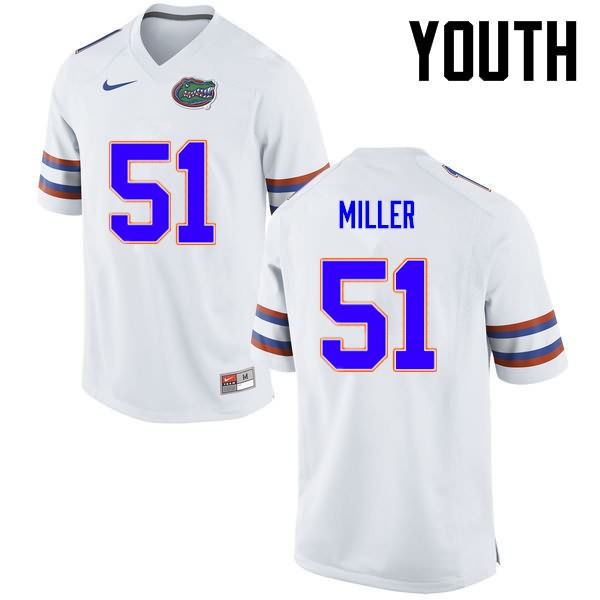 Youth NCAA Florida Gators Ventrell Miller #51 Stitched Authentic Nike White College Football Jersey VFP2165QQ